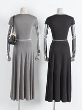 Solid Color Round Neck Short Sleeve T-Shirt & Skirt Set